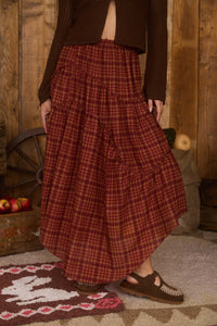 River Plaid Midi Skirt