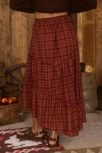 River Plaid Midi Skirt