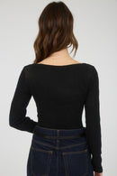 Juniper Crochet Knit Top Black