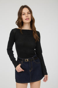 Juniper Crochet Knit Top Black