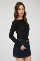 Juniper Crochet Knit Top Black