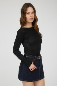 Juniper Crochet Knit Top Black