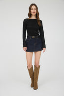 Juniper Crochet Knit Top Black