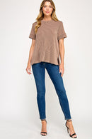 Basic Ribbed Tee Camel