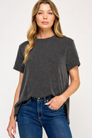 Basic Ribbed Tee Charcoal