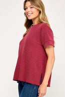 Basic Ribbed Tee Cranberry