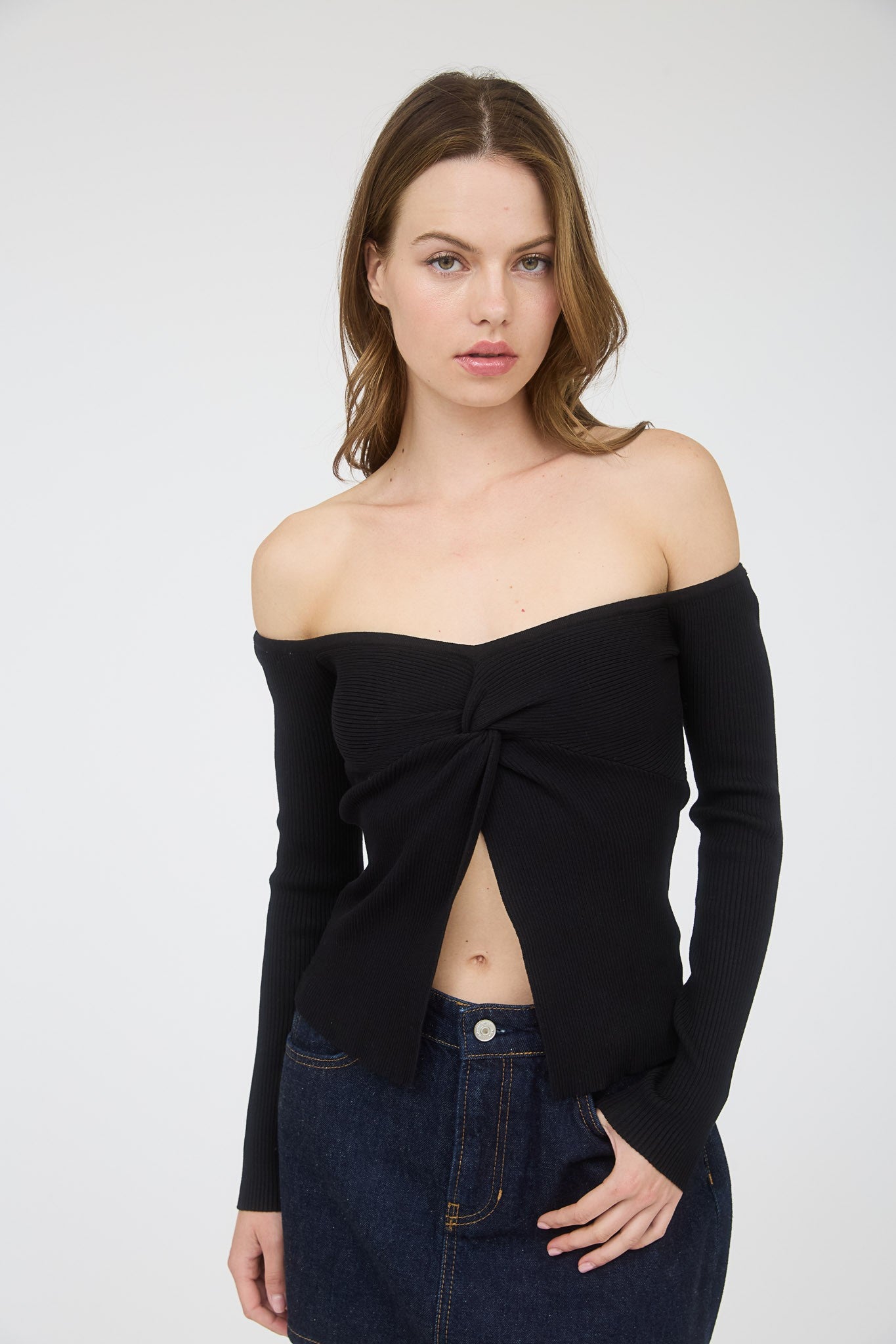 Haze Split Front Knit Sweater