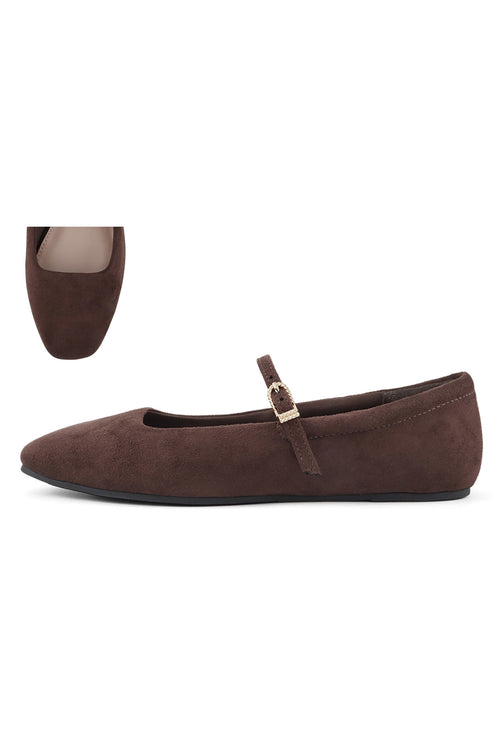 Autumn Belle Mary Jane Flats Brown
