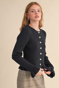 Bella Ruffle Knit Black