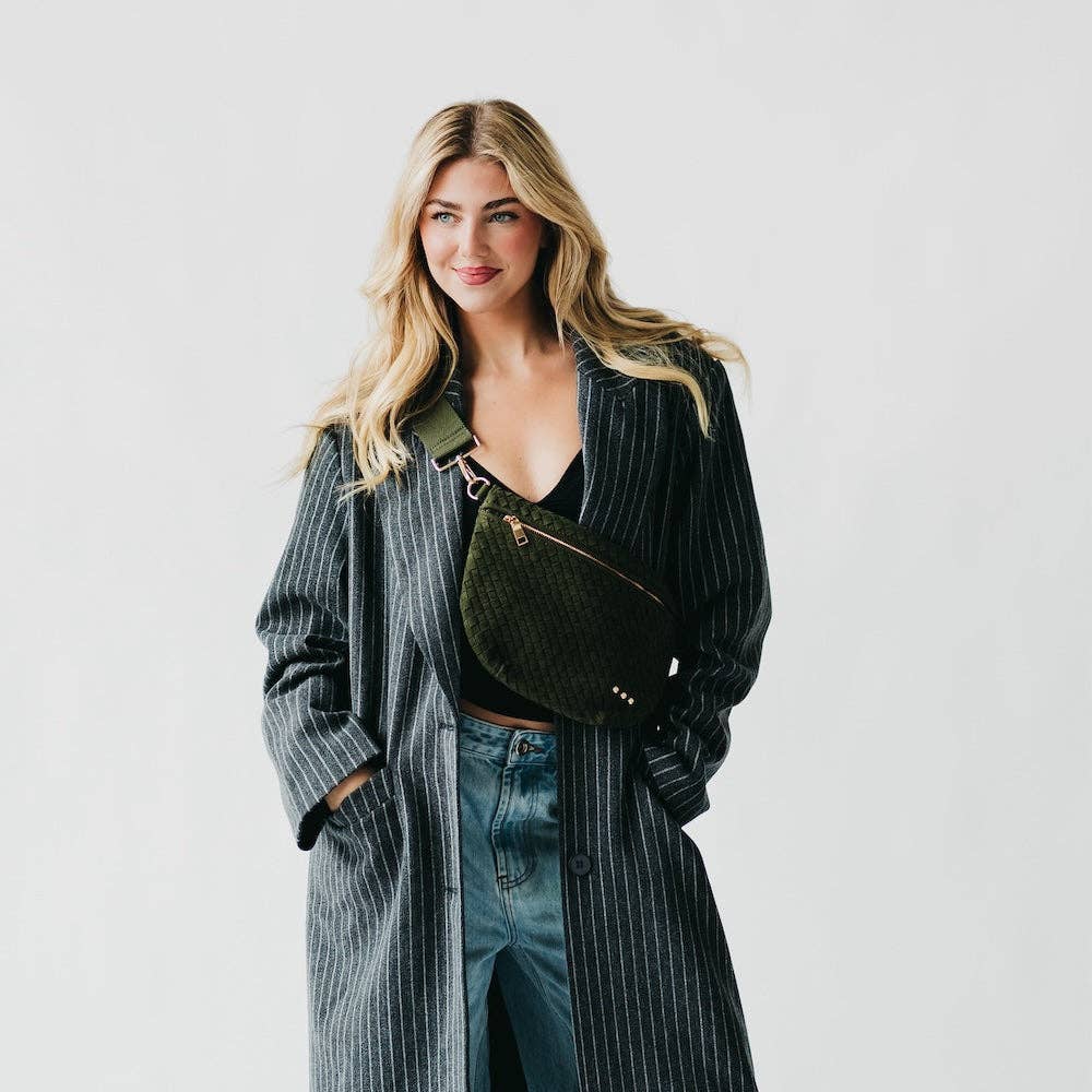 Suede Westlyn Woven Bum Bag: Suede Navy