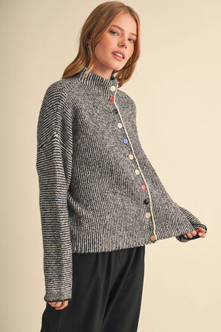Sprinkle Button Stripe Cardigan