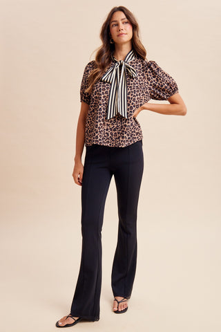 Wildly Chic | Leopard Scarf Neck Blouse
