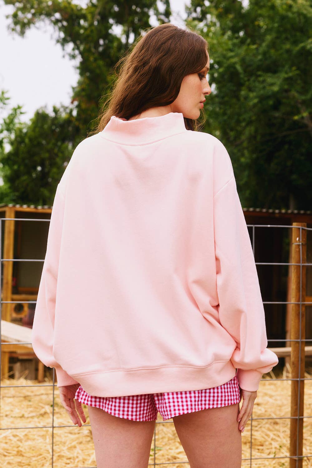 'BLESSED' Embroidered Mockneck Sweatshirt