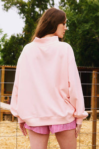 'BLESSED' Embroidered Mockneck Sweatshirt