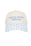 God is Good All The Time Blue Floral Hat