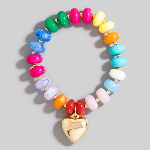 Heart Charm Mixed Marble Resin Bracelet