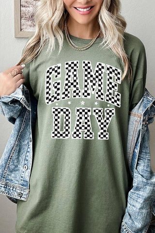 Checkered Game Day Graphic Heavy Cotton Tee Black