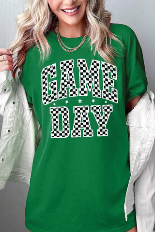 Checkered Game Day Graphic Heavy Cotton Tee Black
