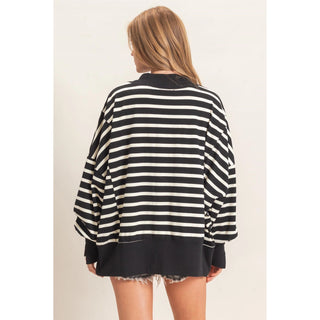 Cozy & Striped Mock Neck