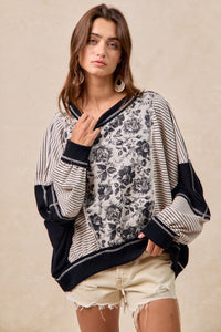 Rose Twill And Stripe Mix And Match Top