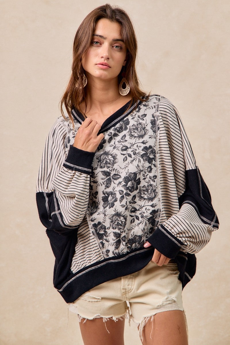 Rose Twill And Stripe Mix And Match Top