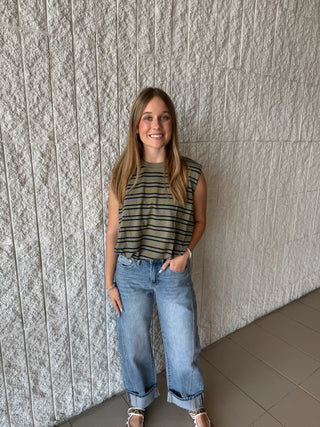 Bubble Hem Stripe Top