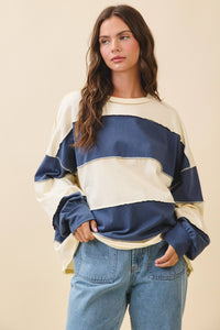 Everyday Panel Long Sleeve Top: Pineapple Navy