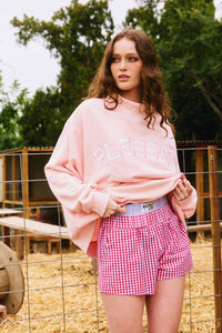 'BLESSED' Embroidered Mockneck Sweatshirt