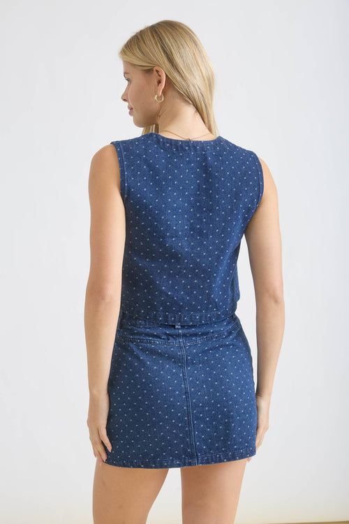 Polka Dot Denim Crop