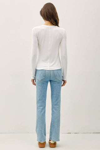 Ribbed Crewneck Long Sleeve Off White - side