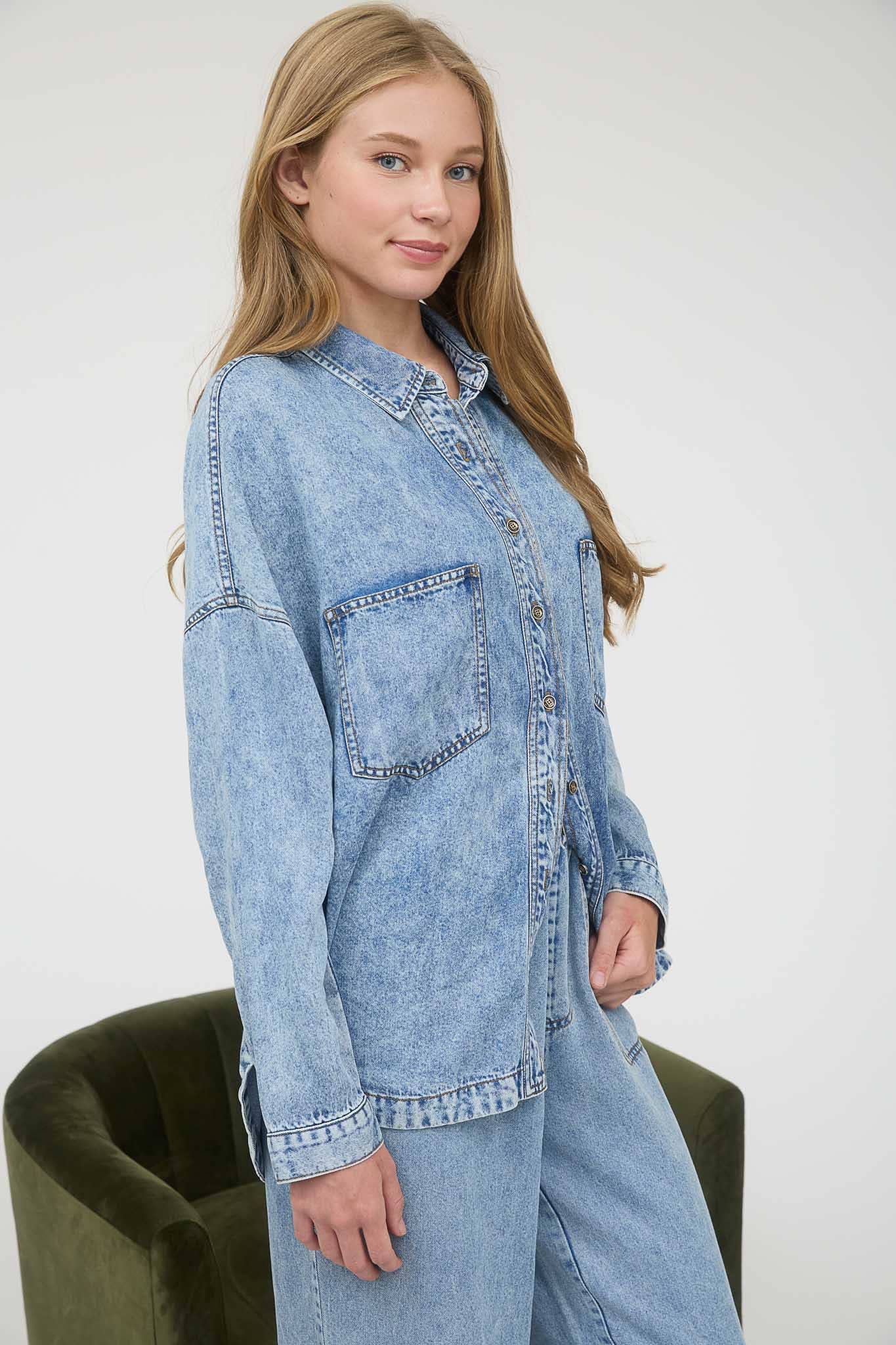 Buttoned Blues Top