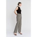 SUPER HIGH LOOSE FIT STRAIGHT STRIPED JEANS: BLACK TAN