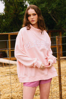 'BLESSED' Embroidered Mockneck Sweatshirt
