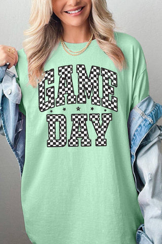 Checkered Game Day Graphic Heavy Cotton Tee Black