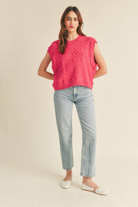 Mixed Cable Knit Sweater Vest