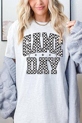 Checkered Game Day Graphic Heavy Cotton Tee Black