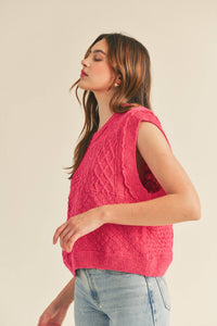 Mixed Cable Knit Sweater Vest
