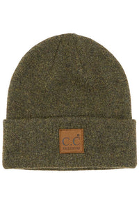 C.C Heather Knit Suede Patch Beanie Winter Hat: Bubble Berry
