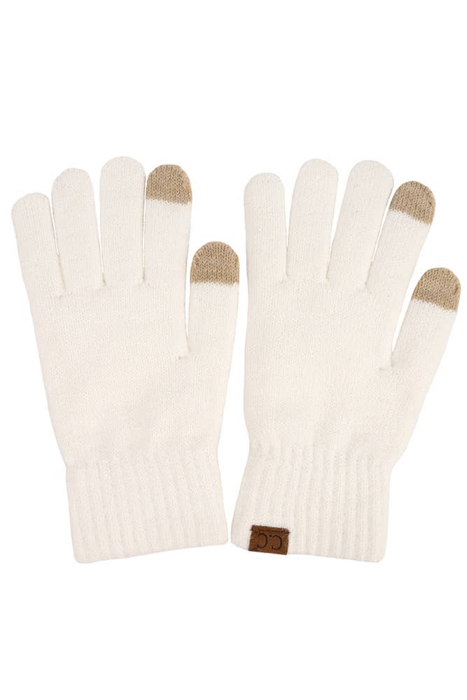 C.C Heather Knit Plain Gloves: Cacao