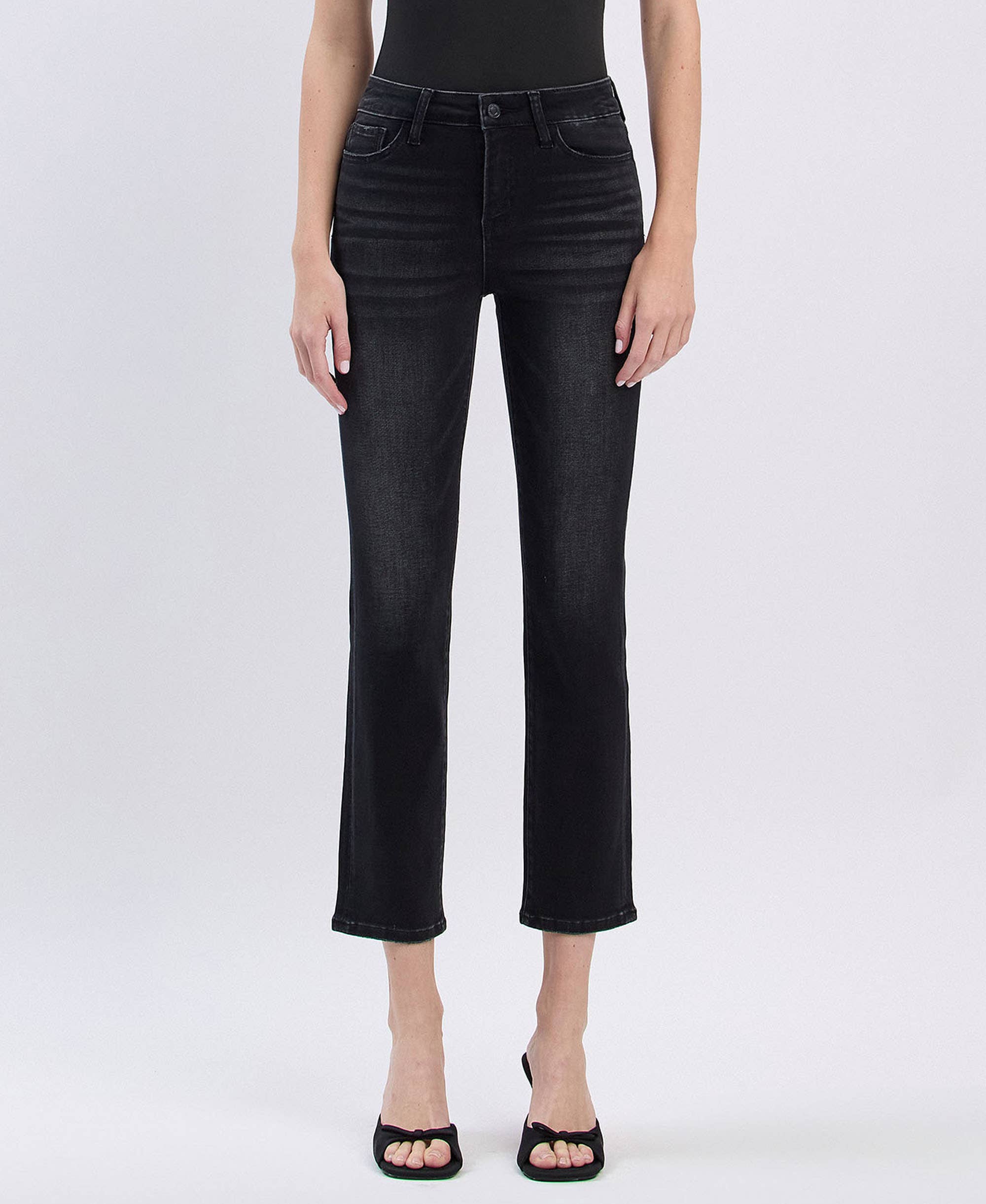 HIGH RISE ANKLE SLIM STRAIGHT JEANS