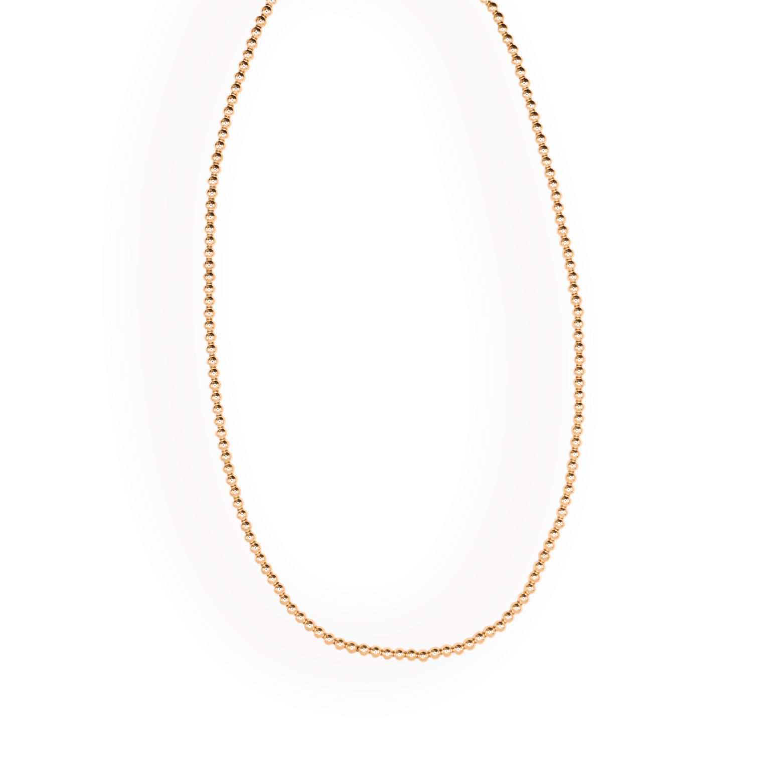 3MM Gold Beaded Necklace: 16 inch / No Clasp