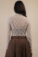 Mesh Lace Knit Top Champagne