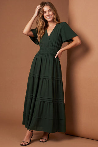 Forever Yours | Surplice Tiered Maxi Dress Sea Green