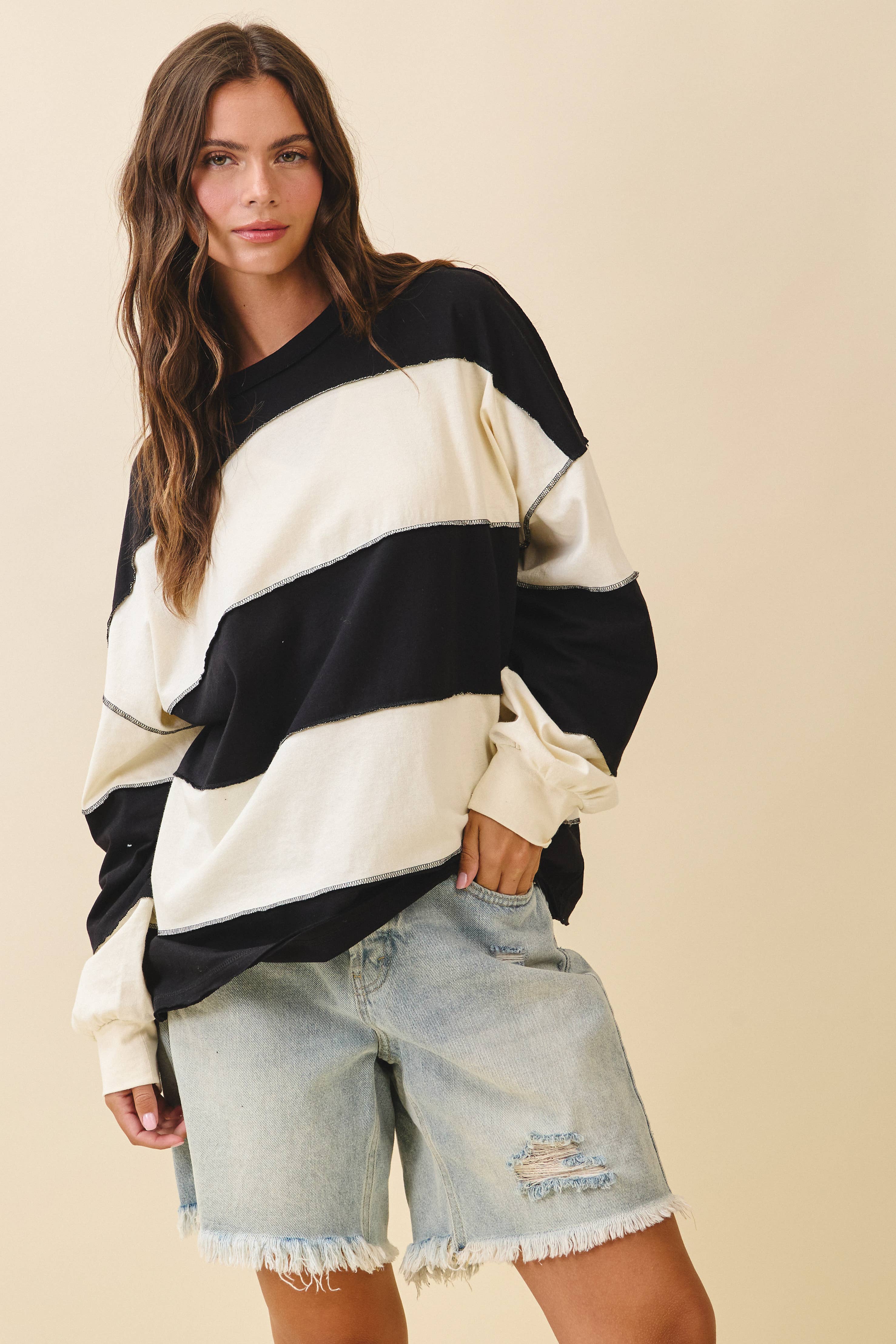 Everyday Panel Long Sleeve Top: Pineapple Navy