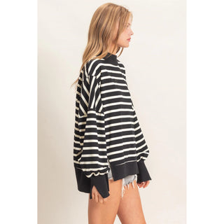 Cozy & Striped Mock Neck