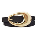 Genuine Suede Belt with Gold Tear Drop Buckle: Black
