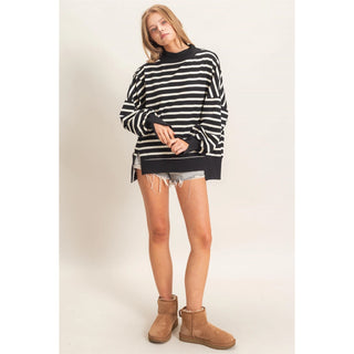 Cozy & Striped Mock Neck