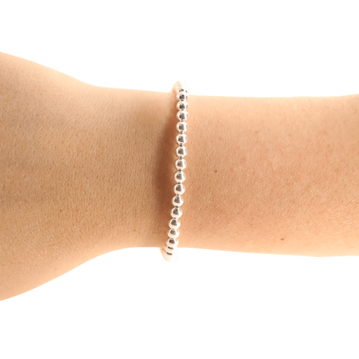 4MM Silver Beaded Bracelet: Standard 6.75 inch