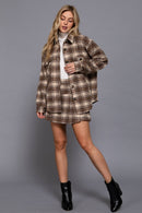 Luxe Plaid Wool Jacket Taupe