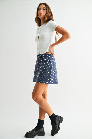 Poppy Polka Dot Denim Skort